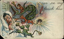 Comic nightmare snake monkey devil pistol tambourine alcohol DT's? UDB 1907 PC picture