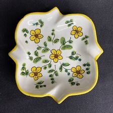 Vintage Handpainted Ashtray Italy signed Floral Sunflower 60's Yellow picture