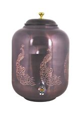 Copper Water Dispenser Water Pot Container Matka Antique Peacock Engraving 14 L picture