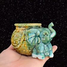 Vintage Ceramic Elephant Majolica Style Planter Bowl Whimsical Figural 4