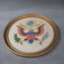 Vtg USMC US Marine Corps Embroidered Art Semper Fidelis Eagle Flag WWII 1946 picture