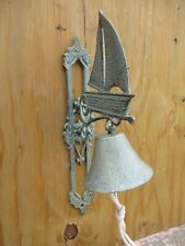 Large Dinner Bell Cast Iron Wall Mounted Nautical Decor Sail Boat Nautical Door  picture