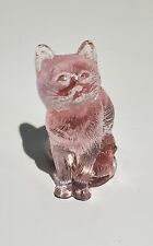 Mosser Rose Pink Sitting Cat Kitty Glass Figurine Vintage 3 Inch picture