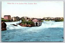 Spokane WA-Washington, Middle Falls Of Spokane River, Antique Vintage Post Card picture