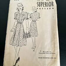 Vintage 1930s Superior 9974 Bow Sleeve Belted Dress Sewing Pattern 20 L/XL USED picture