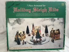 Holiday Sleigh Ride 7 Piece Animated YMT Christmas Snow Scene Dept 18 Vintage  picture