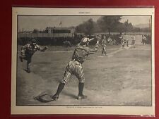 VINTAGE NEWSPAPER HEADLINE THROW OUT ON SECOND BASEBALL ILLUSTRATION 1891 SKETCH picture