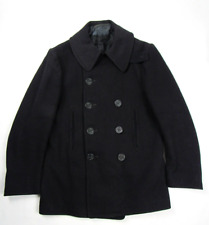 Vtg 1940's WWII Era US Navy 10 Button Wool Pea Coat Sz 38 R ? Military USN 40s picture
