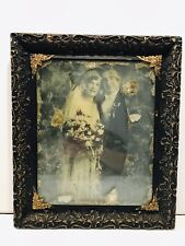 Antique 1860’s Wood Frame Brass Ornate Corner Holders And Wedding Photography picture