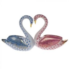 HEREND,  KISSING SWANS, BLUE & PINK FISHNET #SVHQ-1705199 BRAND NEW,  MINT & BOX picture