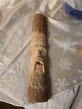 Vintage hand carved wood spirit bearded man Original Rich Stencil Folk Art picture