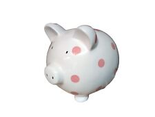 Vintage Huge White with Pink Polka Dots Piggy Bank picture