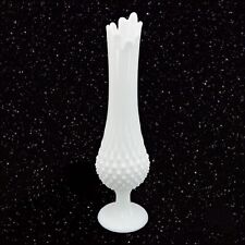 Fenton Milk Glass Hobnail Swung Vase White Glass Vase Vintage 9 Finger VTG 1950s picture
