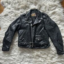 Vtg SCHOTT PERFECTO Black Leather Motorcycle Jacket Sz 42 Made USA 🇺🇸 picture