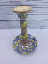 Mackenzie Childs Tall Twisted Festive Floral Design Candle Stick Holder 1993 VTG picture