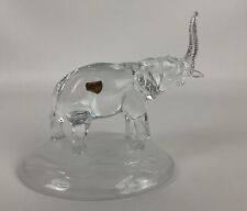 VTG Cristal d'Arques Lead Crystal Elephant Figurine on Frosted Base Trunk Up picture