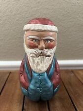 Handcarved Primitive Painted Santa 6” Wood Figure Signed “Starr” Christmas picture