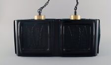 Swedish design. Ceiling lamp in black lacquered metal and mouth-blown art glass picture