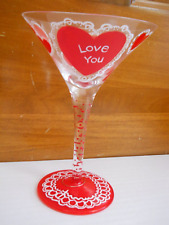 NIB Lolita Hand Painted HOMEMADE VALENTINE Martini Glass with Recipe on Bottom picture