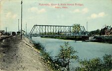 Vintage Postcard, Miles OH Mahoning River & Main Street Bridge, Posted 1911 picture