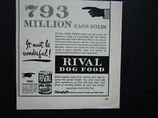 RIVAL Dog Food Vintage Print Ad Ephemera 1952 Black White Print Wall Art picture