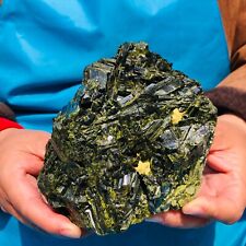 4.22LB Natural green tourmaline quartz crystal cluster mineral specimen Healing picture