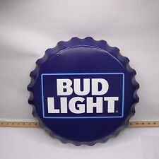 Bud Light Bottle Cap Sign Metal Blue 18
