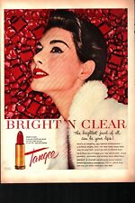 1954 Tangee Bright N Clear Lipstick Woman Makeup Lips Red Vintage Print Ad SEXY picture
