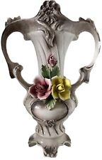 VTG Marked Capodimonte Floral Vase Made In Italy 17.2” - Minor Chips & Repairs picture