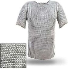 Medieval Warrior Haubergeon Butted Chain Mail Replica Armor Large Silver Shirt picture