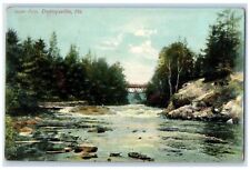 1912 Upper Falls Bridge & River Scene Dennysville Maine ME Posted Trees Postcard picture