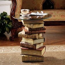 NG32069 Power of Books Sculptural Glass Topped End Table - New picture
