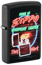 Zippo Neon Sign Design Black Matte Windproof Lighter, 48455 picture