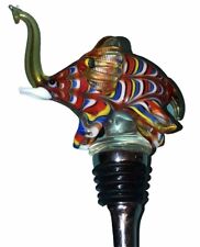 Vintage Art Glass Elephant Wine Bottle Topper Stopper Fun picture