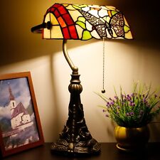 Small Tiffany Table Lamp Butterfly in Flower Style Stained Glass Desk Lamp 11'' picture
