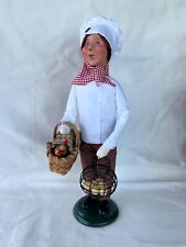 Byers Choice Caroler Woman Chef Baker w/ Chicken in Basket & Eggs in Wire Basket picture