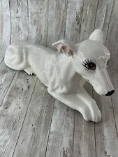 14” Whippet Dog Figurine White Ceramic Resting Statue picture