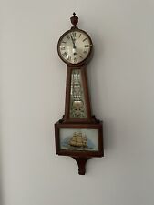 Hershede No 160 Nautical Sail Clipper Ship Vintage Banjo Wall Clock With Key picture