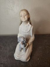 NAO Lladro KNEELING GIRL with PUPPY DOG 7-1/2