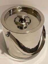 Godingers Silver Art Hammered Stainless Steel Ice Bucket w/Lid Handle India picture