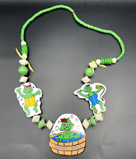 Frogs Only Wooden Necklace Vintage Wooden Cartoon Frog Green picture