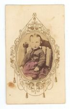 Antique Cartouche Hand Tinted ID'd CDV c1860s Adorable Baby Sitting in Chair picture