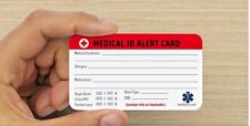 5PK-Emergency Medical ID Wallet Card for Medical Alert ID bracelet+Luggage Tags. picture