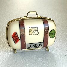 Limoges France London New York Tokyo Suitcase Luggage Trinket Box picture