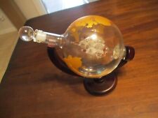 BEZRAT BARWARE WHISKY DECANTER GLASS  WORLD GLOBE GOLD ETCHED  SHIP SCULPTURE picture