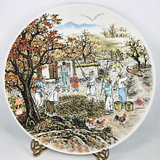 Korean Ceramic Hyechon Kim Hak-Soo Harvesting Countryside in Autumn Platter picture