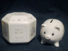 Precious Moments Pait Of Coin Bank - Piggy Bank And Jesus Loves Me picture