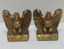 VTG Gold American Eagle Bookends Mid-Century MCM Brass Pair picture