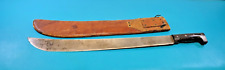WWII U.S. Collins 1942 Machete Sword Knife + Leather Sheath Milwaukee Saddlery picture