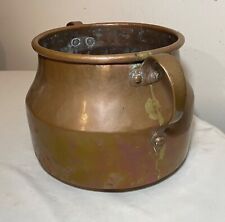 LARGE antique 1800's handmade dovetailed thick copper handle cooking pot jug picture